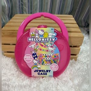 Hello Kitty & Friends Pink Sparkle Clear Jewelry Case W/ 200+ Accessory NEW